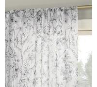 No. 918 Ambree Vintage Floral Sheer Rod Pocket Curtain Panel, 51" x 63", Black/White