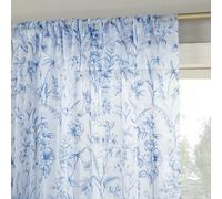 No. 918 Ambree Vintage Floral Sheer Rod Pocket Curtain Panel, 51" x 84", Chinoiserie Blue