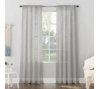 No. 918 Emily Sheer Voile Rod Pocket Curtain Panel, 59" x 63", Silver Gray