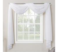 No. 918 Emily Sheer Voile Rod Pocket Curtain Panel, Valance Scarf, White