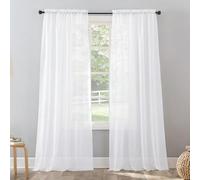 No. 918 Erica Crushed Sheer Voile Rod Pocket Curtain Panel, 51" x 108", White