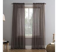 No. 918 Erica Crushed Sheer Voile Rod Pocket Curtain Panel, 51" x 63", Cocoa Brown