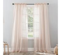 No. 918 Erica Crushed Sheer Voile Rod Pocket Curtain Panel, 51" x 63", Whisper Pink
