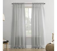 No. 918 Erica Crushed Sheer Voile Rod Pocket Curtain Panel, 51" x 84", Silver Gray
