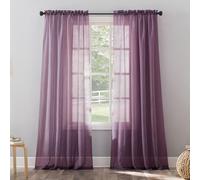 No. 918 Erica Crushed Sheer Voile Rod Pocket Curtain Panel, 51" x 95", Purple