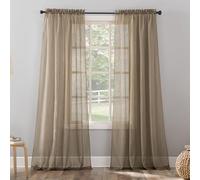No. 918 Erica Crushed Sheer Voile Rod Pocket Curtain Panel, 51" x 95", Taupe
