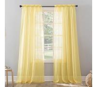 No. 918 Erica Crushed Sheer Voile Rod Pocket Curtain Panel, 51" x 95", Yellow