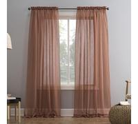 No. 918 Erica Crushed Texture Sheer Voile Rod Pocket Curtain Panel, 51" x 63", Cedar Orange