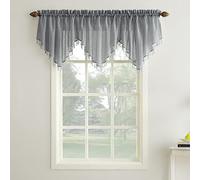 No. 918 Erica Crushed Voile Ascot Beaded Sheer Rod Pocket Curtain Set, 153" x 24", Charcoal
