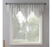 No. 918 Erica Crushed Voile Ascot Beaded Sheer Rod Pocket Curtain Set, 153" x 24", Gray