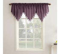No. 918 Erica Crushed Voile Ascot Beaded Sheer Rod Pocket Curtain Set, 153" x 24", Purple