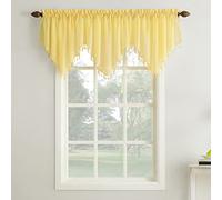 No. 918 Erica Crushed Voile Ascot Beaded Sheer Rod Pocket Curtain Set, 153" x 24", Yellow