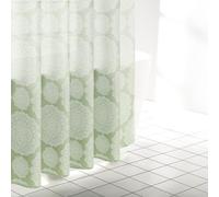 No. 918 Linnea Medallion Print Shower Curtain Set with 12 Shower Curtain Rings and Mini Tote, 70" x 72", Sage Green