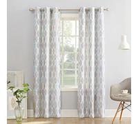No. 918 Mikko Leaf Print Semi-Sheer Grommet Curtain Panel, 40" x 63, White
