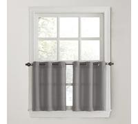 No. 918 Montego Casual Textured Semi-Sheer Grommet Kitchen Curtain Tier Pair, 56" x 36", Nickel