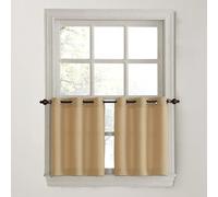No. 918 Montego Casual Textured Semi-Sheer Grommet Kitchen Curtain Tier Pair, 56" x 36", Taupe