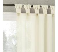 No. 918 Reman 2-Pack Twist Tab Linen Texture Semi-Sheer Tab Top Curtain Panel Pair, 40" x 84", Ivory