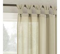 No. 918 Reman 2-Pack Twist Tab Linen Texture Semi-Sheer Tab Top Curtain Panel Pair, 40" x 96", Taupe
