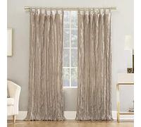 No. 918 Sun Zero Distressed Velvet Blackout Tab Top Curtain Panel, Pearl, 50" W x 95" L (Pack of 1)