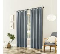 No. 918 Trevor 2-Pack Heathered Texture Semi-Sheer Tab Top Curtain Panel Pair, 40" x 63", Storm