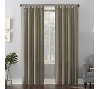 No. 918 Trevor 2-Pack Heathered Texture Semi-Sheer Tab Top Curtain Panel Pair, 40" x 84", Barley