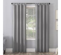 No. 918 Trevor 2-Pack Heathered Texture Semi-Sheer Tab Top Curtain Panel Pair, 40" x 84", Silver