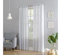 No. 918 Trevor Heathered Texture Semi-Sheer Tab Top Curtain Panel Pair, 40" x 108", White