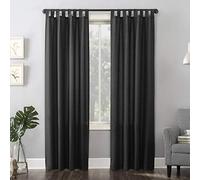 No. 918 Trevor Heathered Texture Semi-Sheer Tab Top Curtain Panel Pair, 40" x 95", Coal