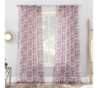 No. 918 Trixie Medallion Print Sheer Rod Pocket Curtain Panel, 51" x 84", Multicolored