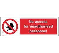 No Access For Unauthorised Personnel Sign - 150mm x 50mm - Self Adhesive Sticker (PAR6)