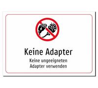 No Adapters - Do Not Use Unsuitable Adapters - Sticker A3: 420 x 297 mm - With Graphics and Text