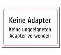 No adapters - do not use unsuitable adapters - sticker A5: 210 x 148 mm - without graphics, only text