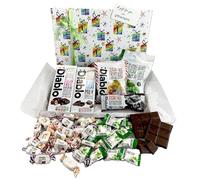 No Added Sugar Gift Hamper Box, Assorted Chocolate Bars and Sweets, Dark Chocolate Hazelnut, Milk Chocolate, Mint Cream, Fruit Flavoured Candies