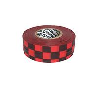 [NO Adhesive] Presco Checkerboard Patterned Roll Flagging Tape: 1-3/16 in. x 300 ft. (Red and Black Checkerboard)