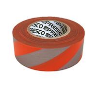 [NO Adhesive] Presco Day/Night Stripe Roll Flagging Tape: 1-3/16 in. x 50 yds. (Neon Orange and Silver Stripes/Day/Night)