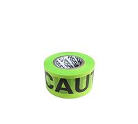 [NO Adhesive] Presco HI-VIZ Printed Barricade Tape [3 mil Thick PVC]: 3 in. x 500 ft. (Neon Lime Green with Black "Caution" Printing)