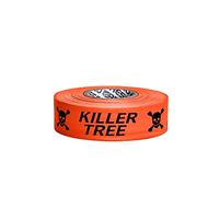 NO ADHESIVE, Presco PresGlo Printed Roll Flagging Tape Legends, 1-1/2 in. x 50 yds. (Neon Orange with Black Skull & Crossbones Icon And "KILLER TREE" printing)