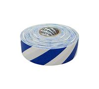 [NO Adhesive] Presco Stripe Patterned Roll Flagging Tape: 1-3/16 in. x 300 ft. (White and Blue Stripes)