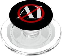 No AI Artificial Intelligence Crossed Out Red Circle PopSockets PopGrip for MagSafe