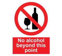 No Alcohol Allowed Beyond This Point Gloss Sticker Sign Self Adhesive Gloss Decal Sticker A4 297mm x 210mm