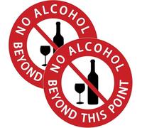 No Alcohol Beyond This Point Sign,8 Inches Warning Sign for Indoor/Outdoor Use(Red),Self Adhesive Signs for Business,Mounts On Any Surface,8 Pcs Per Pack