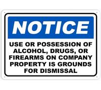 No Alcohol Drugs Firearms Sign Warning Tin Sign Home Kitchen Farm Garden Garage Wall Decor 12X8Inch