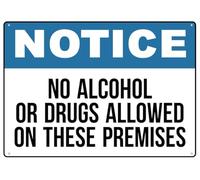 No Alcohol Or Drugs Allowed On These Premises Sign Outdoor, Uv Printed Rust Free Aluminum 12 X 8 In,Yard Sign For Home, Business, Driveway Alert