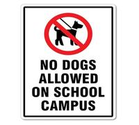 No Animals Allowed School Campus Dog Zone Sign 12x8 Inch