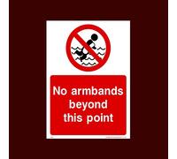 No armbands beyond this point Sticker/Self Adhesive Sign (WS18) - No Swimming, No Diving, No Sailing, Deep Water, Eating & Drinking, Slippery