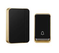 『No Battery Required』AURTEC Wireless Doorbell,Waterproof Door Chime Kit with 1 Press Self-Powered Transmitter & 1 Plug-in Receiver,51 Chimes,4 Volume Levels,No Battery Required,Black