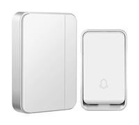 『No Battery Required』AURTEC Wireless Doorbell,Waterproof Door Chime Kit with 1 Press Self-Powered Transmitter & 1 Plug-in Receiver,51 Chimes,4 Volume Levels,No Battery Required,White