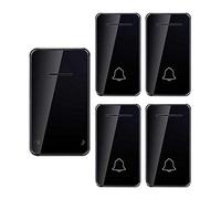 No Battery Required Wireless Doorbell Waterproof, 4 Transmitters 1 Receiver Doorbell Plug in Wireless 200M Transmission Distance LED Flashing Light Reminder (Black)