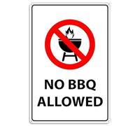 No Bbq Allowed Metal Sign With Symbol, Aluminum Uv Printed,4 Pre-Drilled Holes For Car, Business, Home, Office Indoor, Or Outdoor Use Retro Metal Tin Sign 8X12 Inches