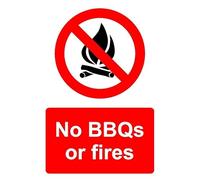 No BBQs or fires safety sign - Self adhesive sticker (200mm x 150mm)